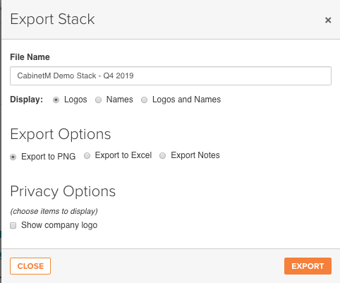stack export
