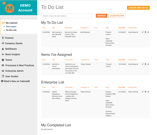 To Do List Overview Screenshot